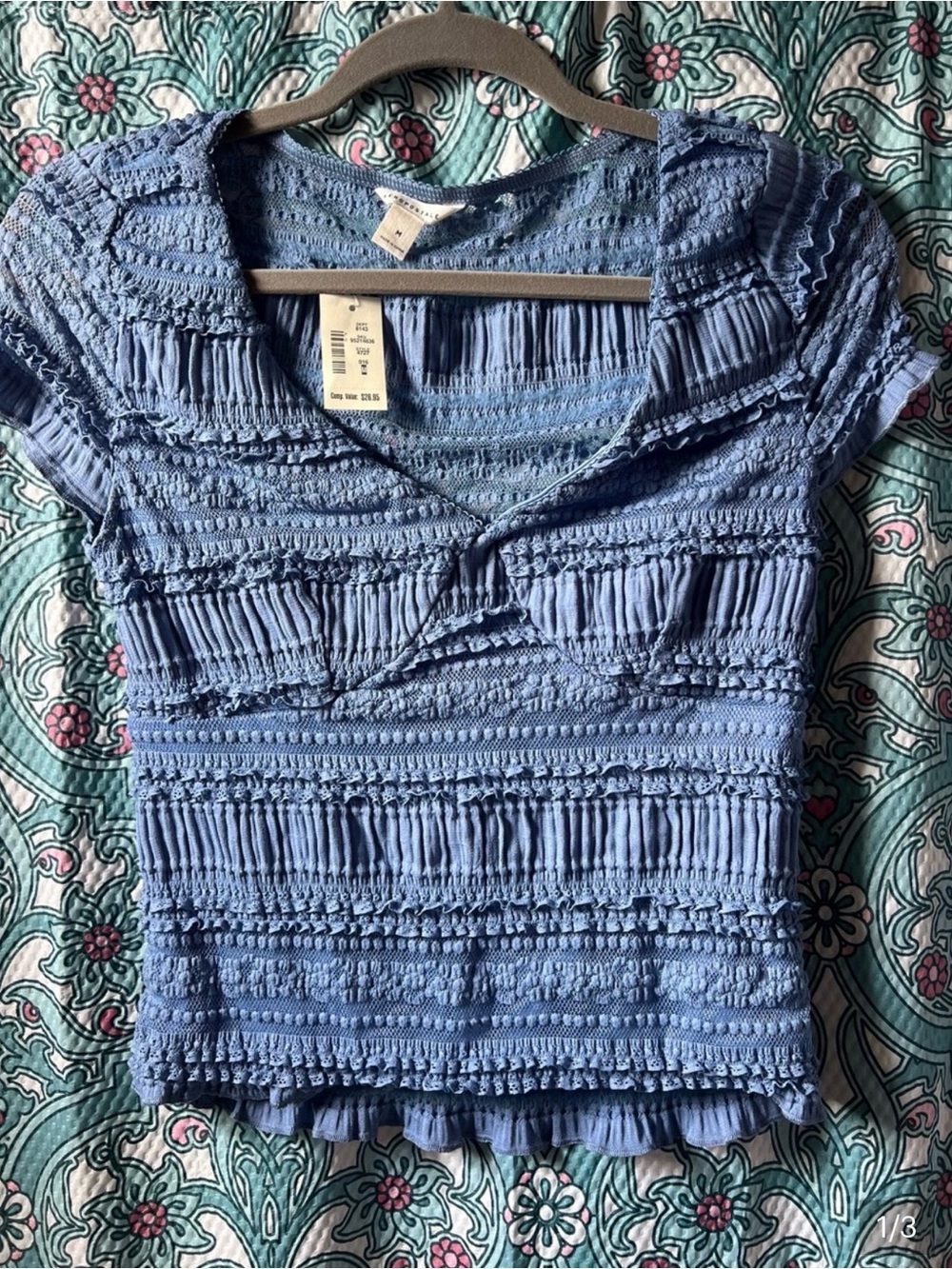 Aeropostale Light Blue Smocked Crop Top